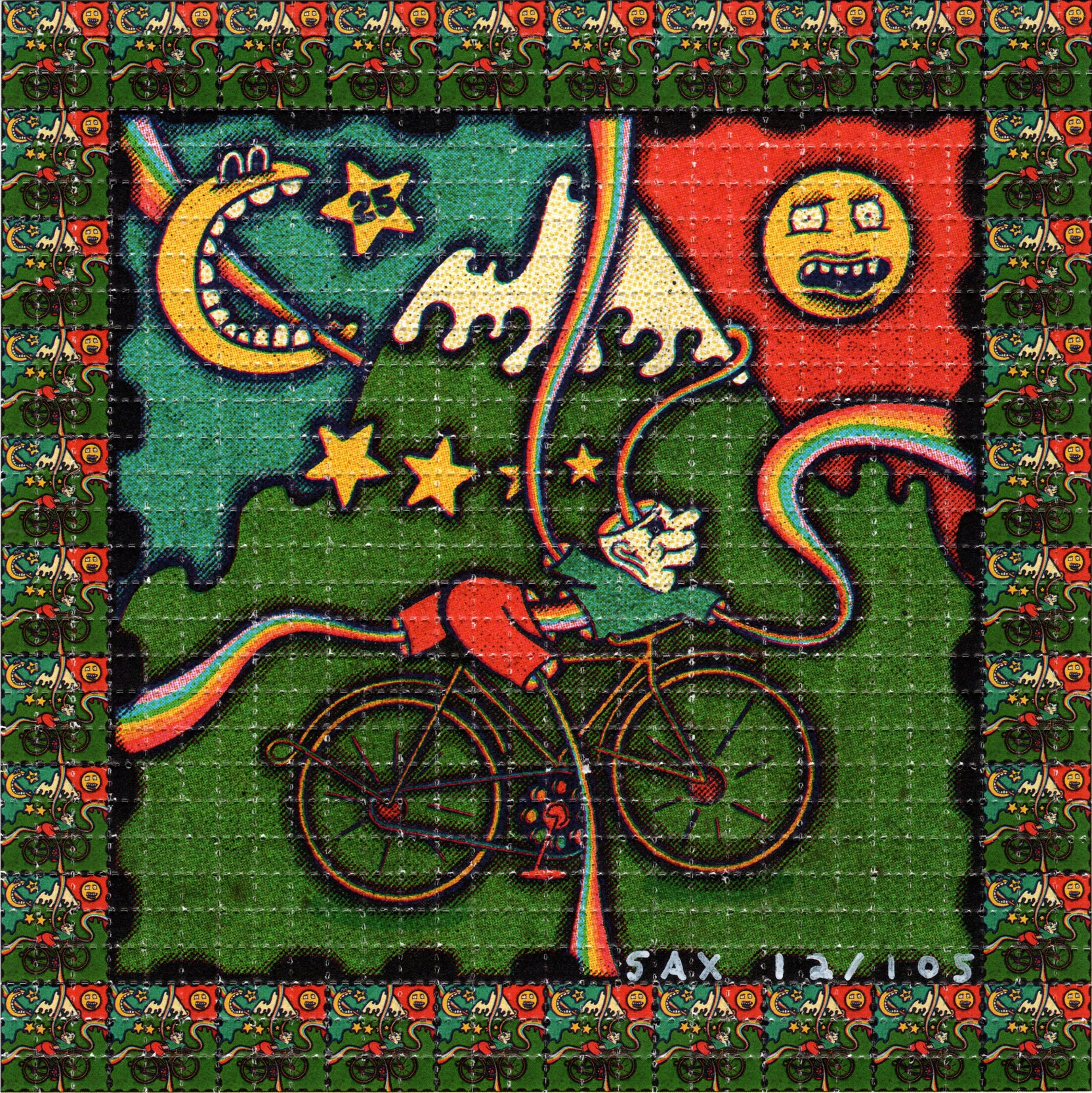 Bicycle Day Tabs by Sax SIGNED Limited Edition LSD blotter art print ...
