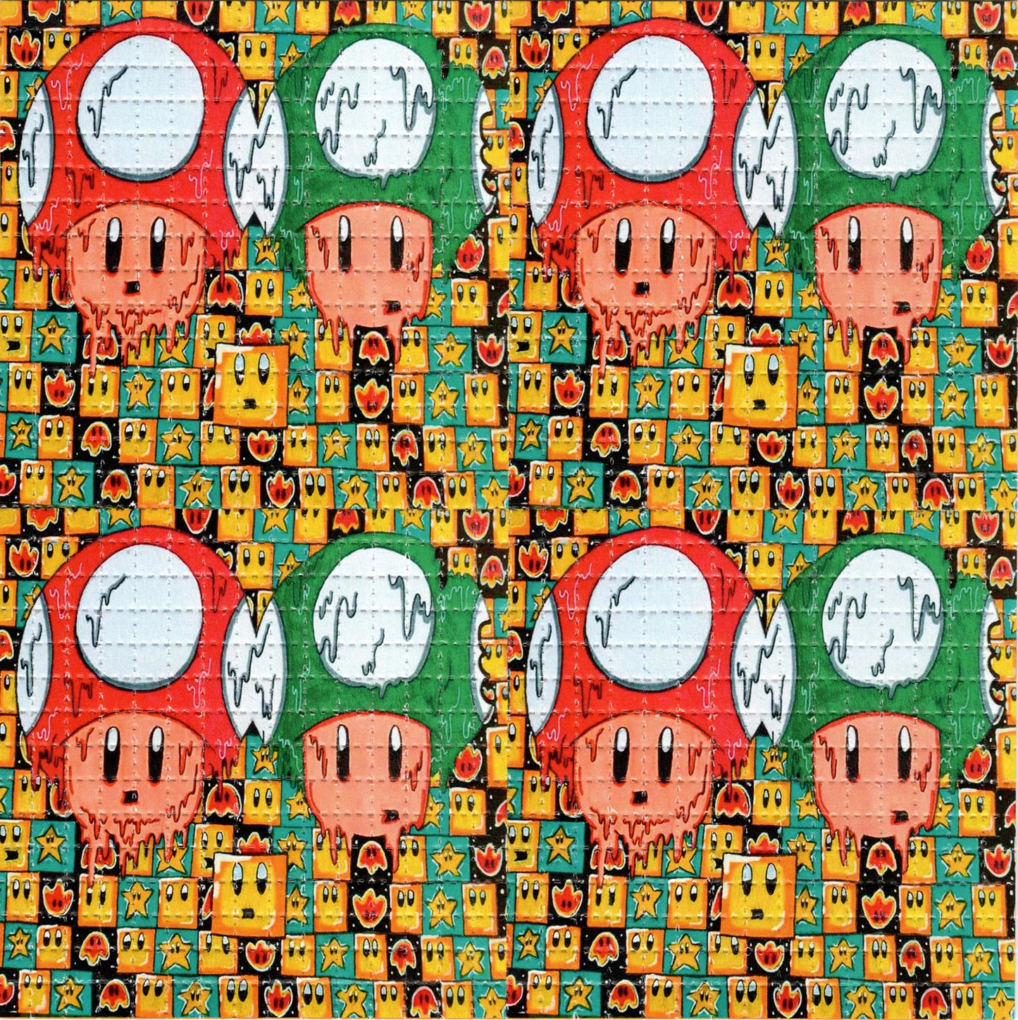 Red-Green Shrooms by Crisis Chris Signed Limited Edition LSD blotter art print