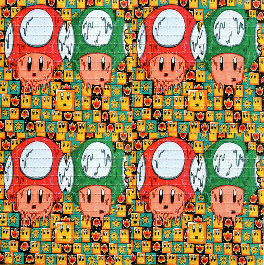 Red-Green Shrooms by Crisis Chris Signed Limited Edition LSD blotter art print