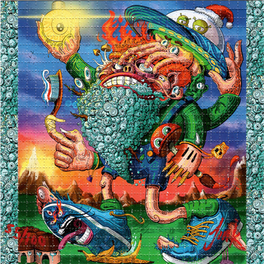 Tooth brushing Gnome by Jamie Inklings Signed Limited Edition LSD blotter art print