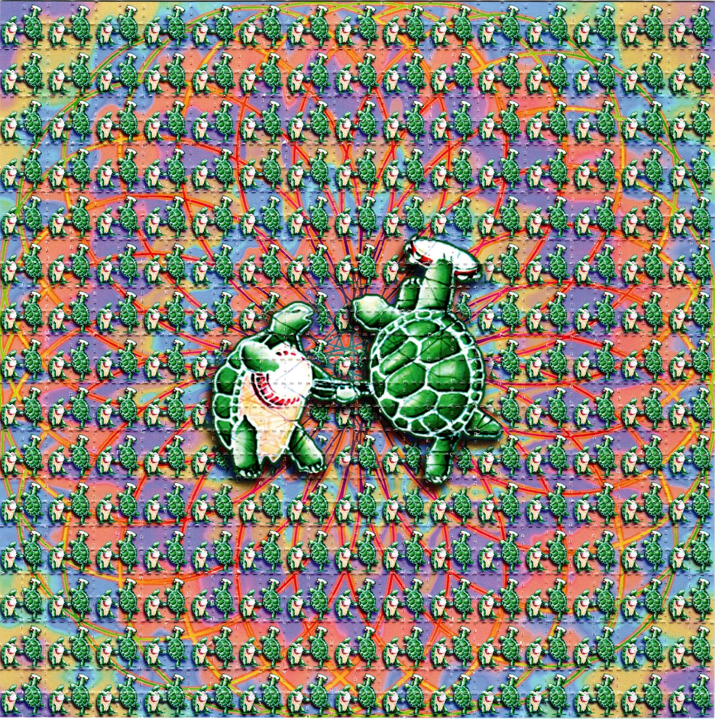 Two Dancing Green Terrapins LSD blotter art print
