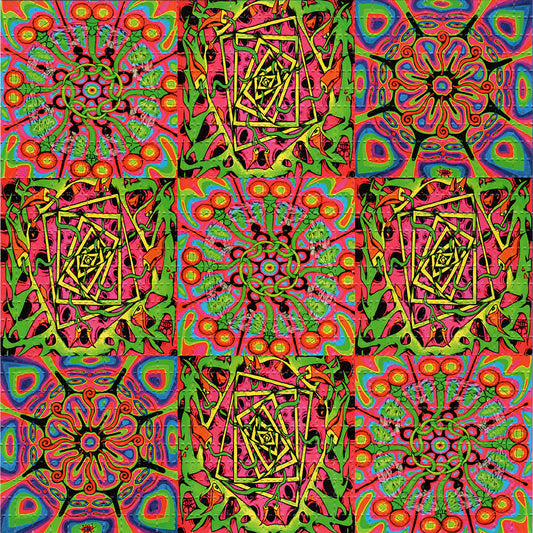 Thin Day Glo Shrooms X9 LSD blotter art print