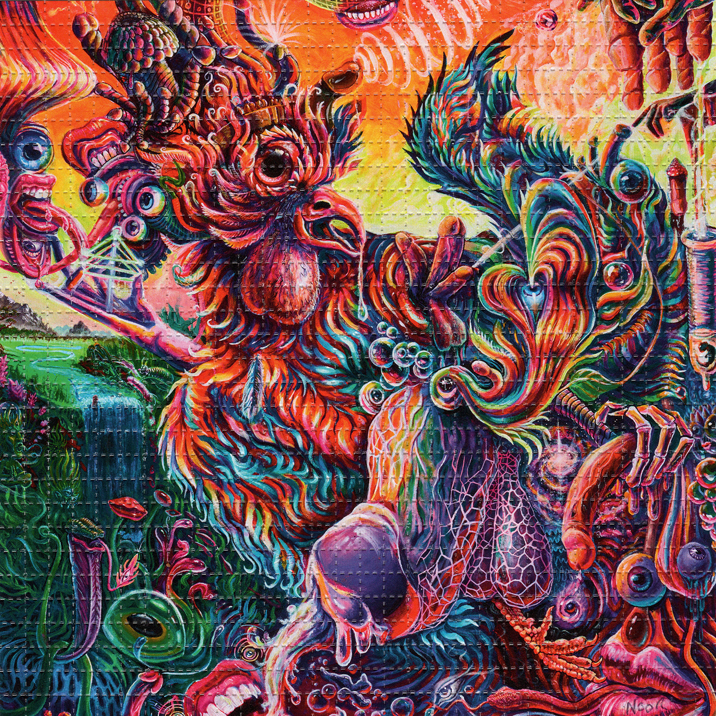 Cock-A-Doodle-Doo by GavinGerArt Signed Limited Edition LSD blotter art print