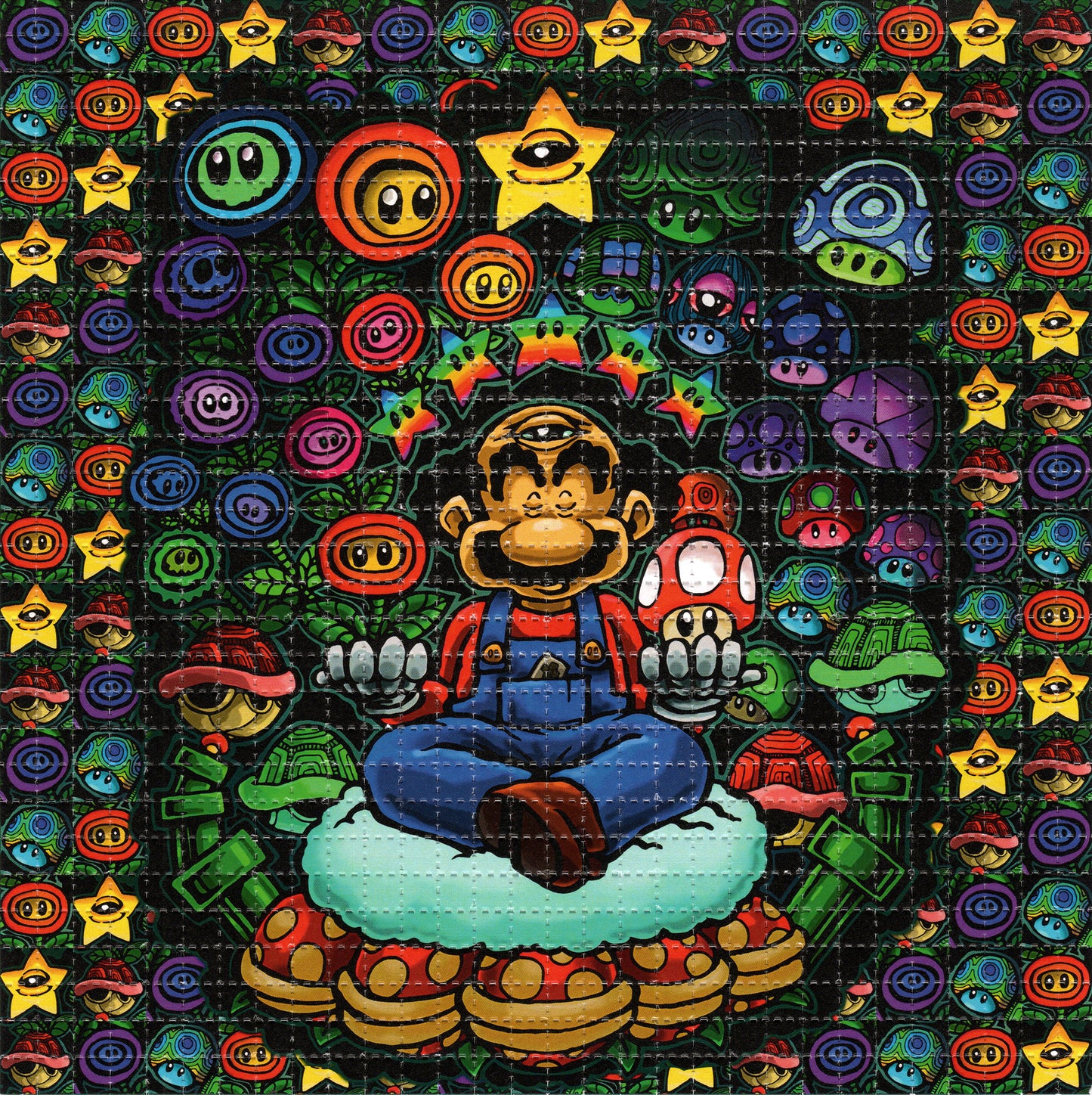 Zen Mario Mushrooms by Steve Wilson SIGNED Limited Edition LSD blotter art print