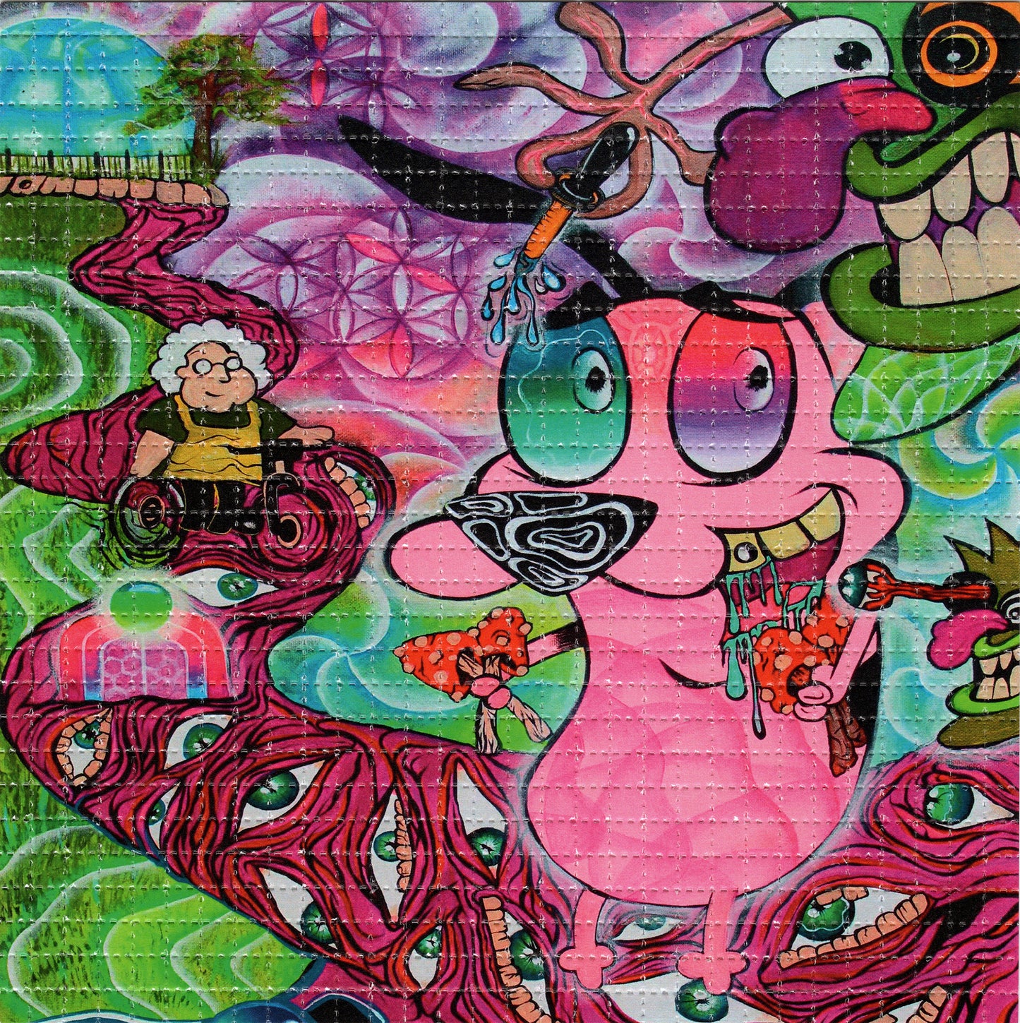 Courage The Tripped Out Dog byAlessandra Loonah Hernandez  SIGNED Limited Edition LSD blotter art print