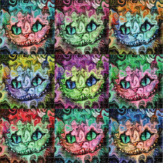 Wild Color Cheshire Cats X9 LSD blotter art print