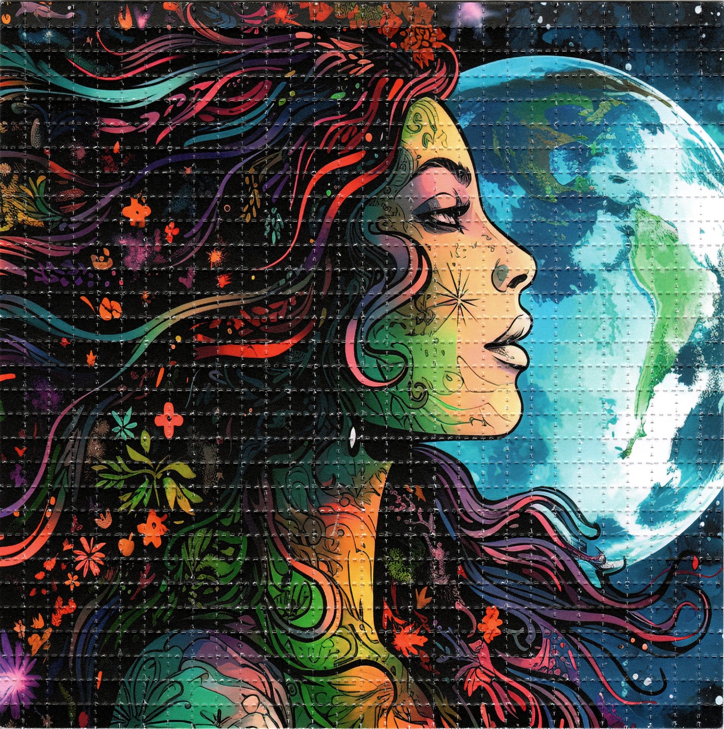 Moon Face Lady by Caleb LSD blotter art print