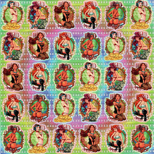 Naughty Princesses LSD blotter art print