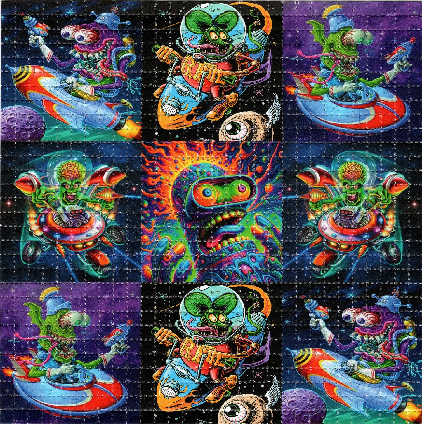 Space Crazies X9 LSD blotter art perforated print