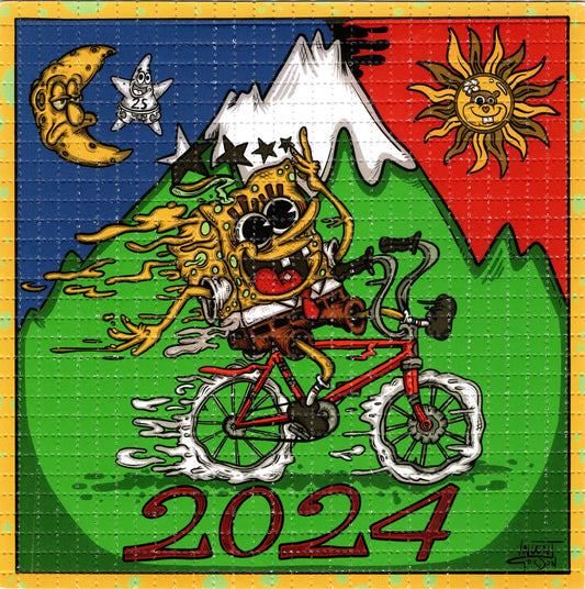 Bike Day 2024 SpongeBob by Vincent Gordon SIGNED Limited Edition LSD blotter art print