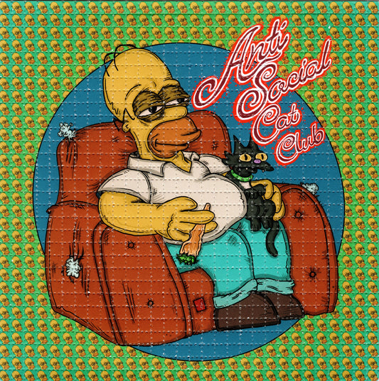 Anti Social Cat Club Homer by Vincent Gordon SIGNED Limited Edition LSD blotter art print