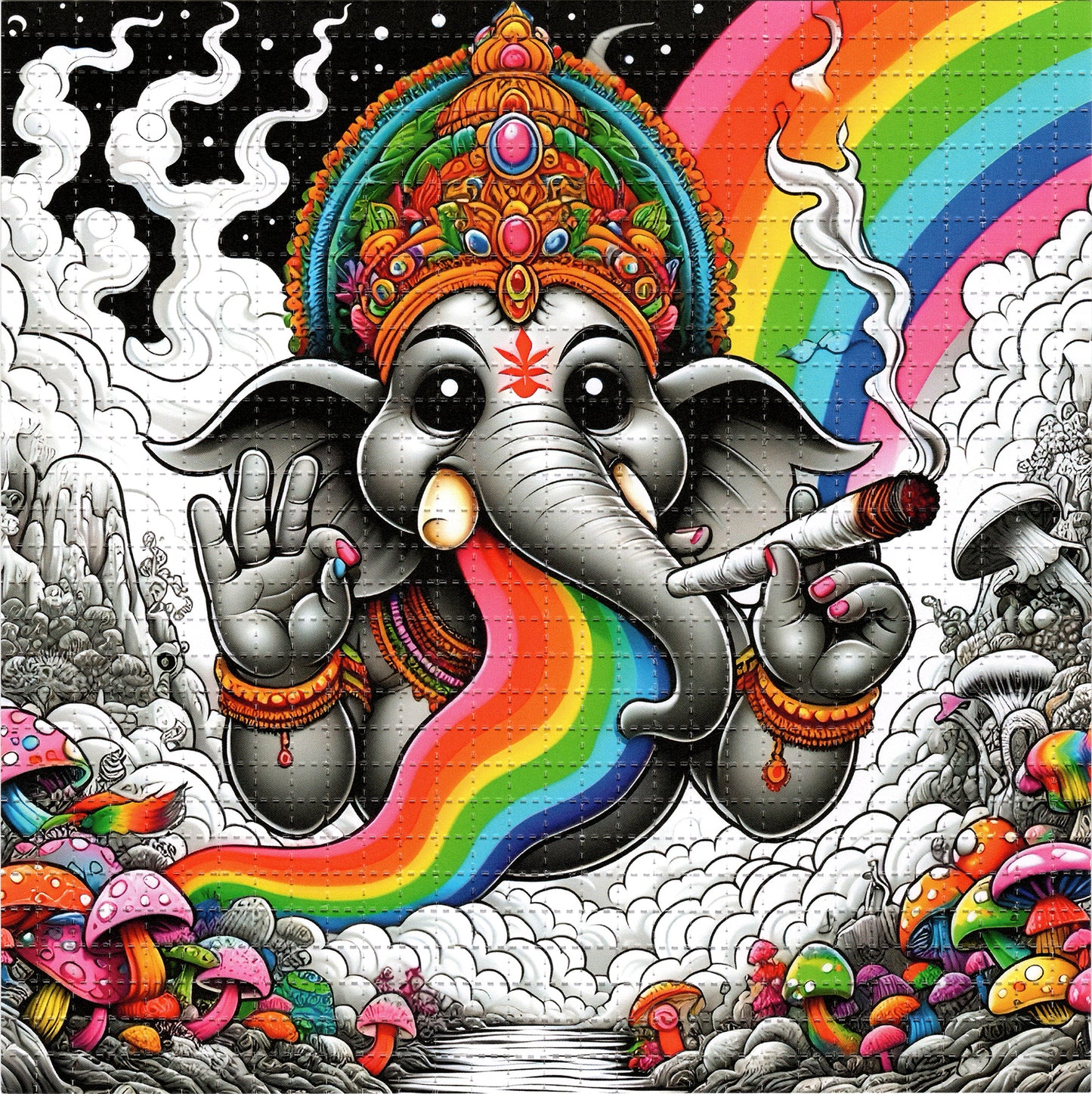 Groovy Ganesha by Josiah C Hill-Meyer (M3istro) Signed Limited Edition LSD blotter art print