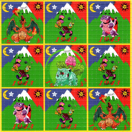 POKE Hatter Bicycle Day Tabs Pocket Monsters Pokemon LSD blotter art print