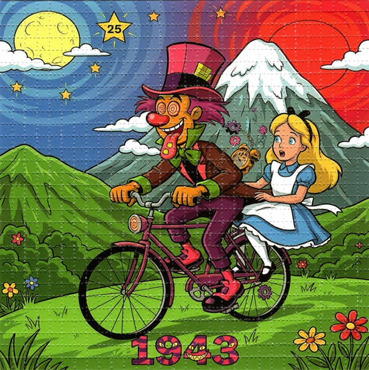 Mad Hatter and Alice Bicycle Day LSD blotter art print