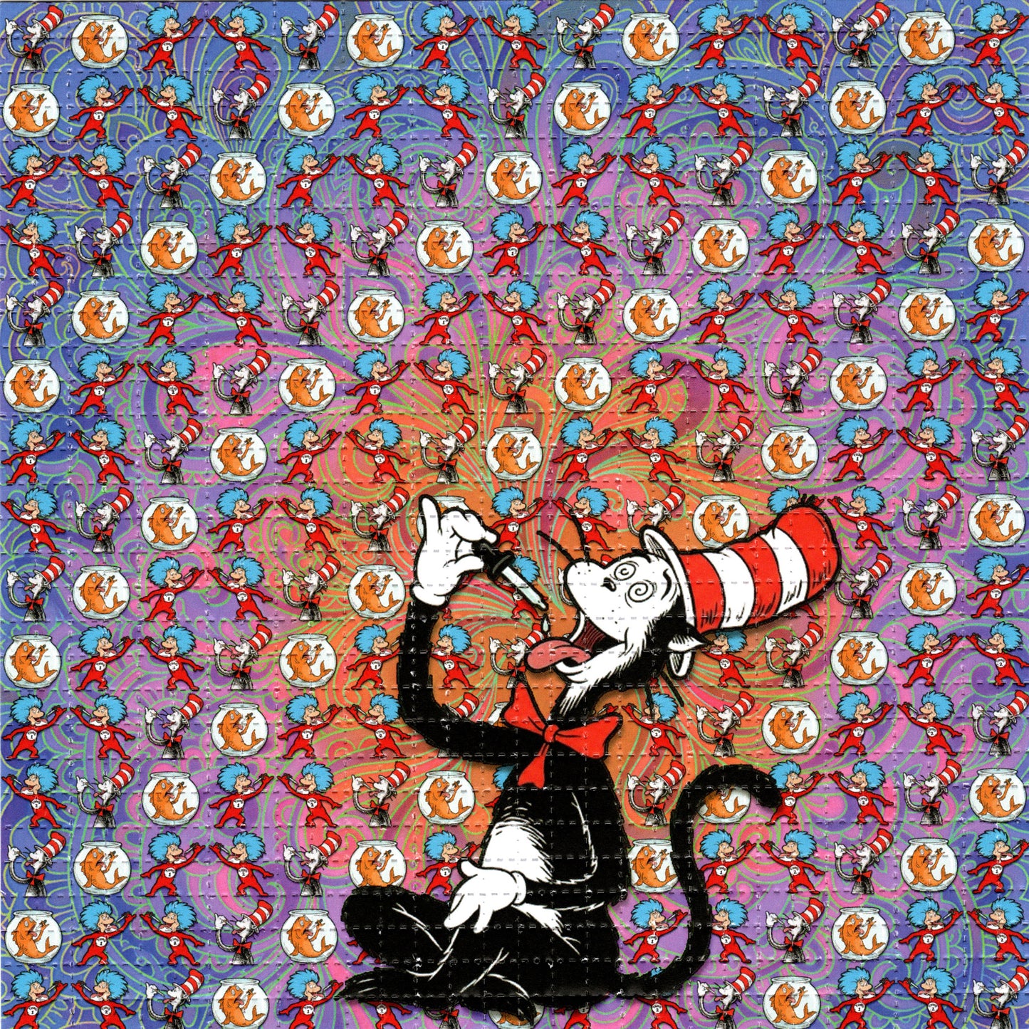 Cat In The Hat Dropping Acid LSD blotter art print