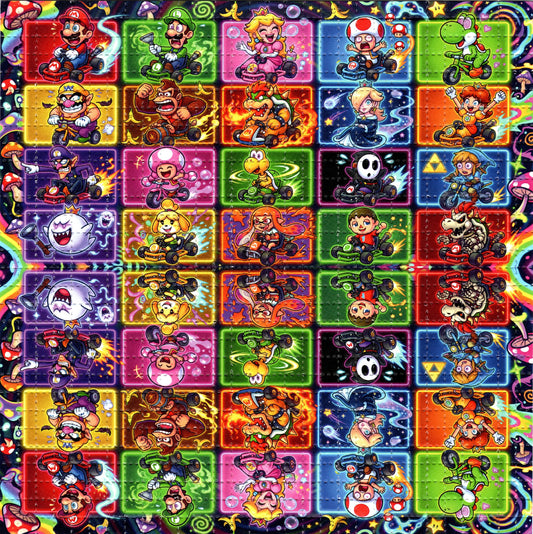 Psychedelic Mario Kart Kids LSD blotter art print (Copy)