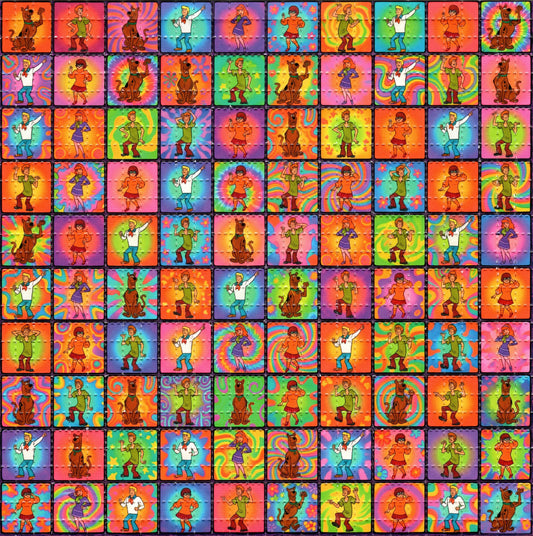 Scooby Mystery Gang Psychedelic Dance Party LSD blotter art print