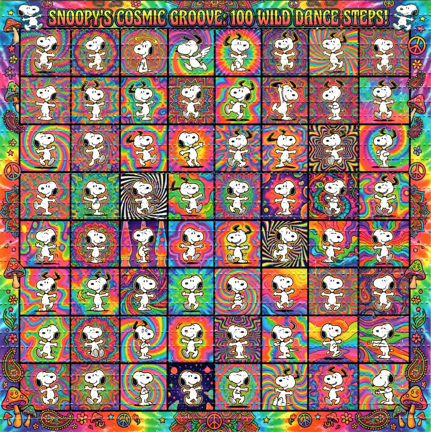 Snoopy's Cosmic Dance Moves LSD blotter art print