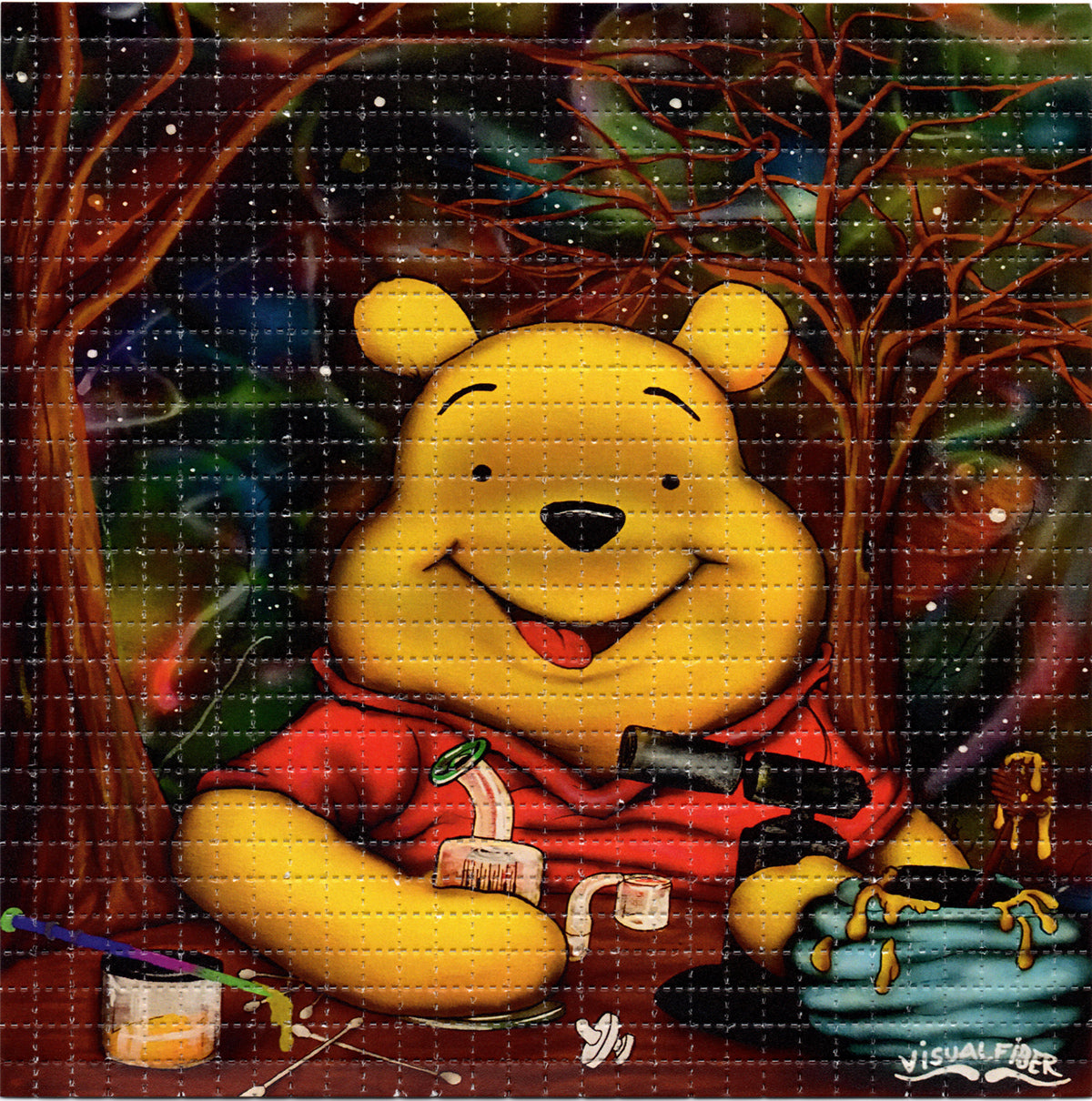 Dabbin Pooh by Visual Fiber Limited Edition LSD blotter art print