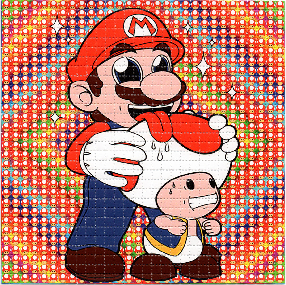 Toad Licking Mario LSD blotter art print
