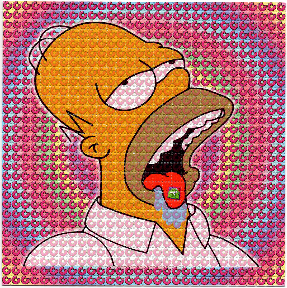 Homer Bicycle Day Tabs LSD blotter art print