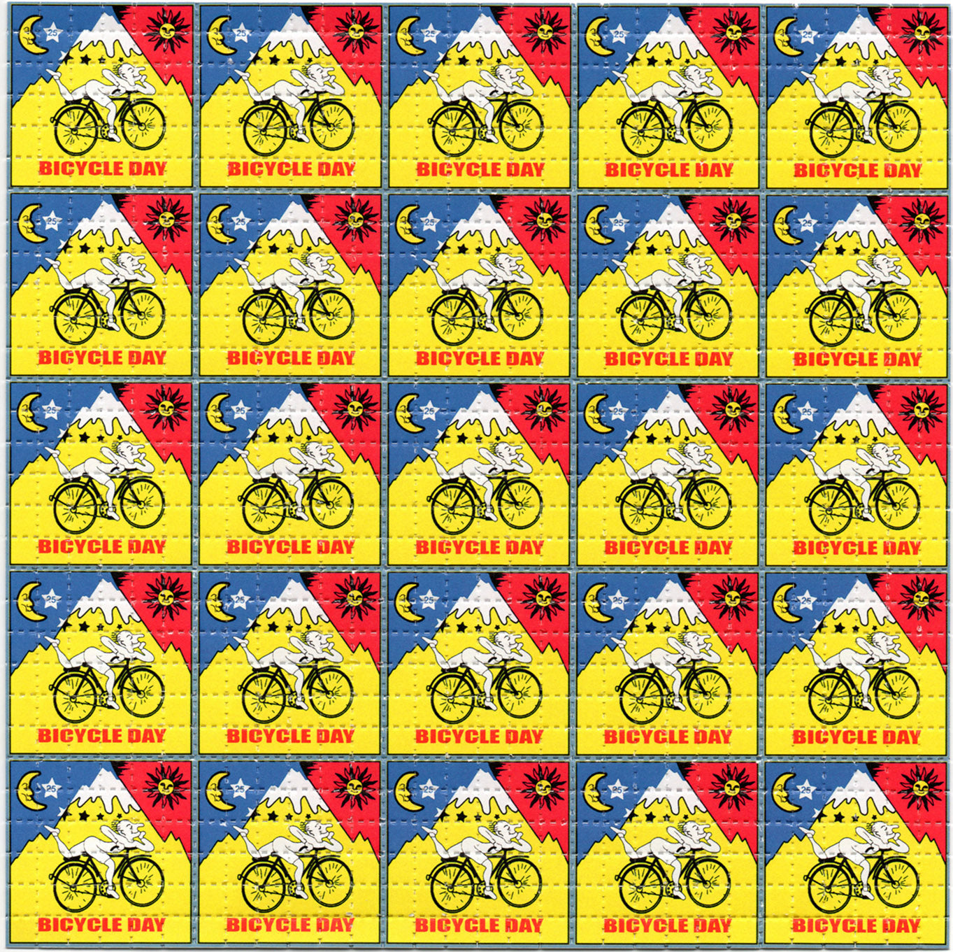 Red Bicycle Day X36 LSD blotter art print