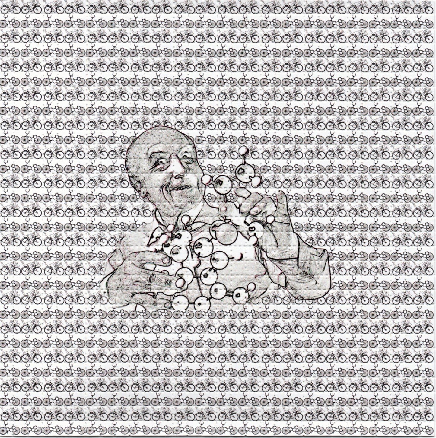 Albert Hofmann Molecule B/W LSD blotter art print