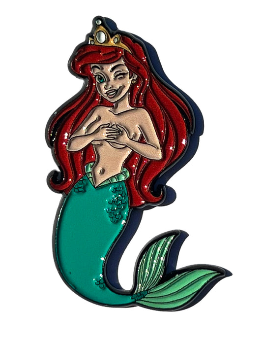 Topless Mermaid  Wink covering Cleavage Pin
