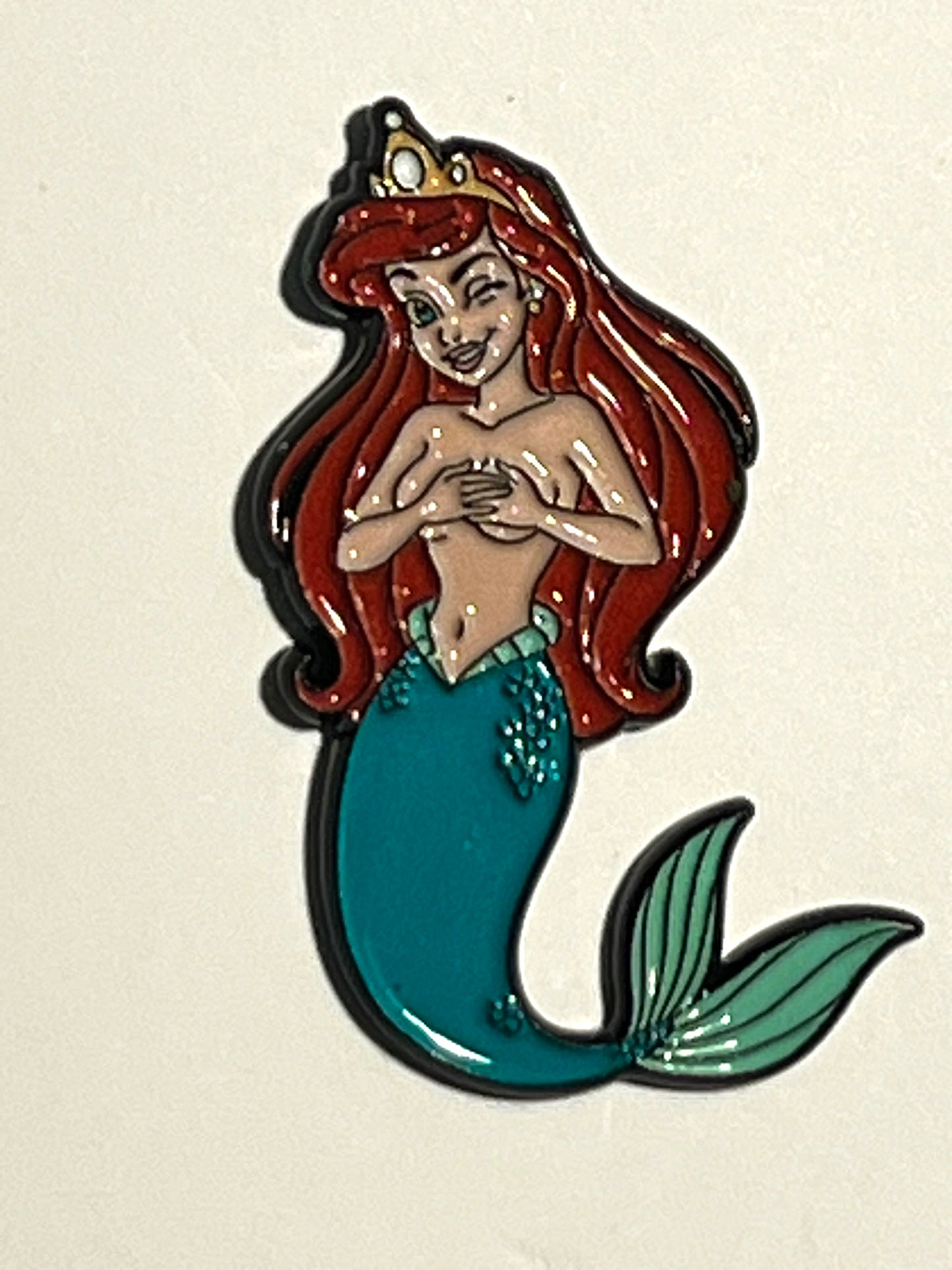 Topless Mermaid  Wink covering Cleavage Pin
