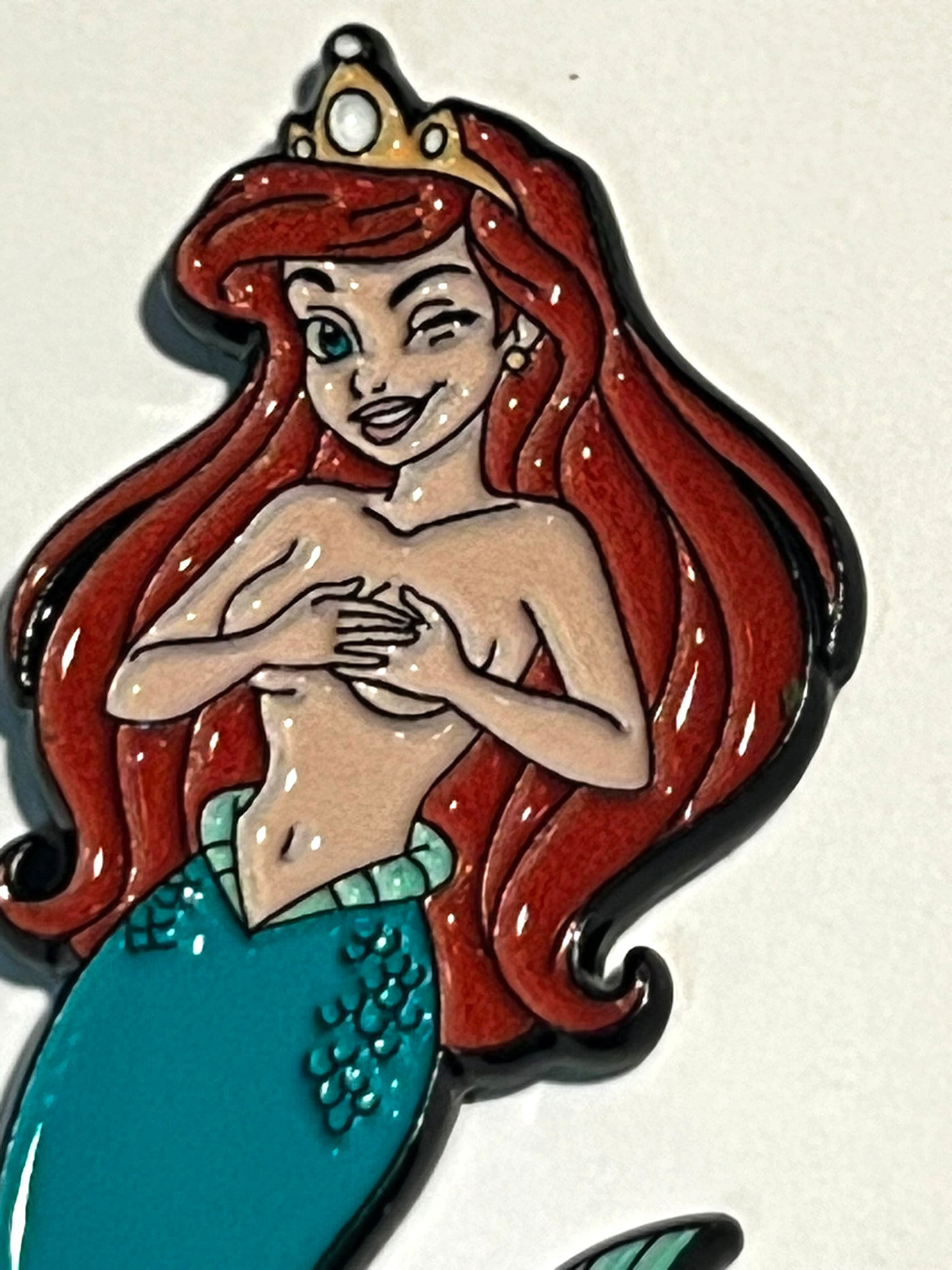 Topless Mermaid  Wink covering Cleavage Pin