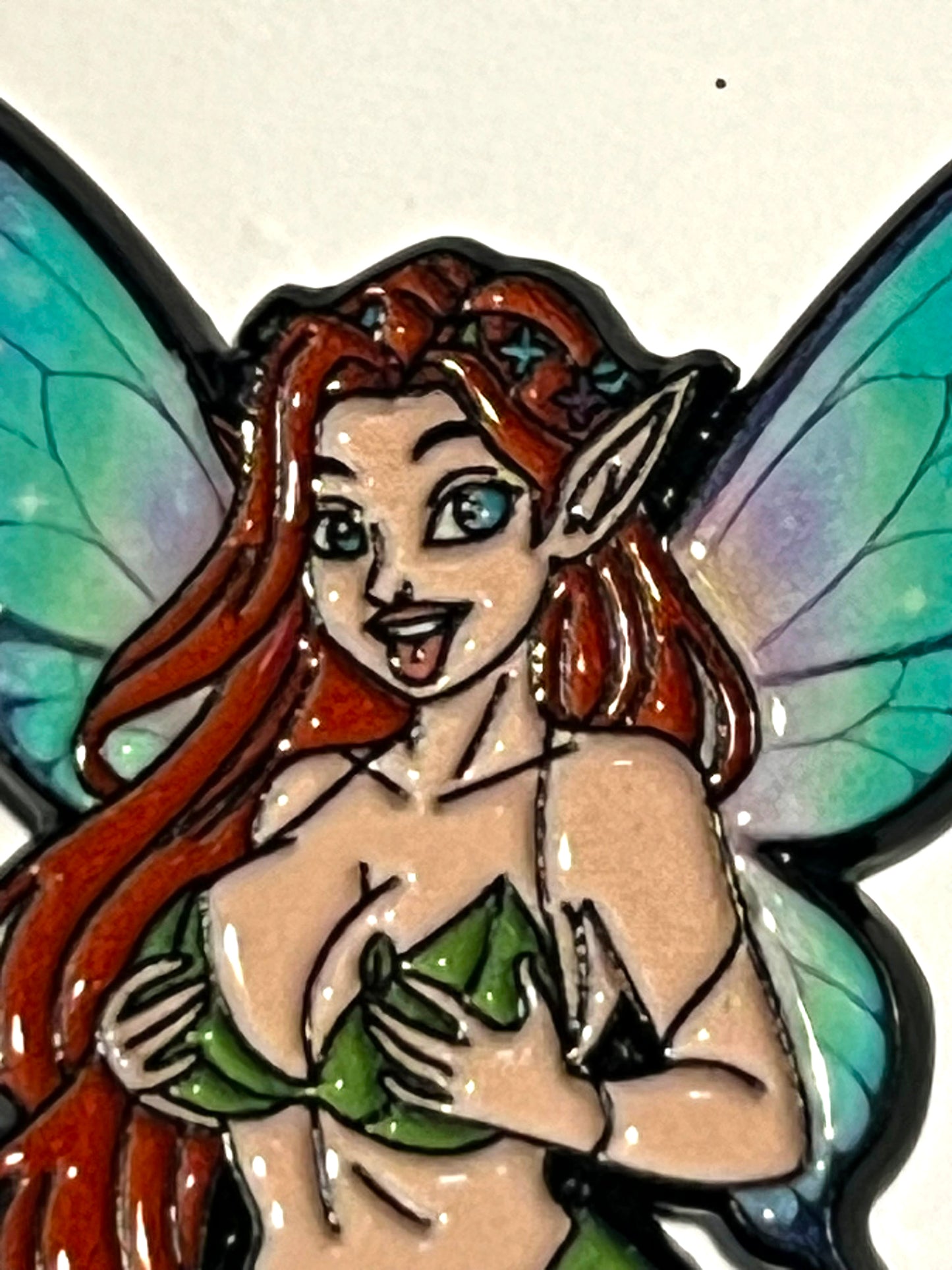 Buxom Redhead Pixie Fairy holding Boobs on knees Pin
