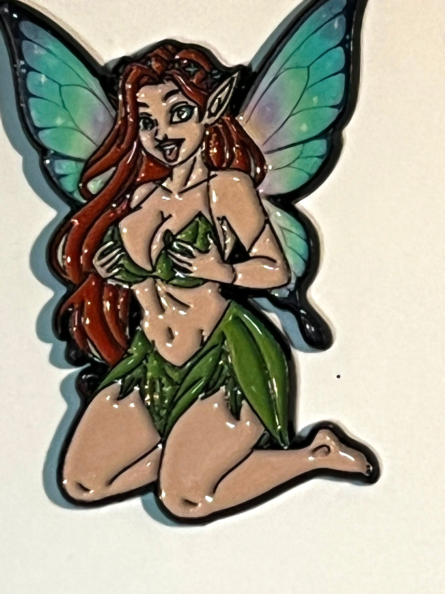 Buxom Redhead Pixie Fairy holding Boobs on knees Pin