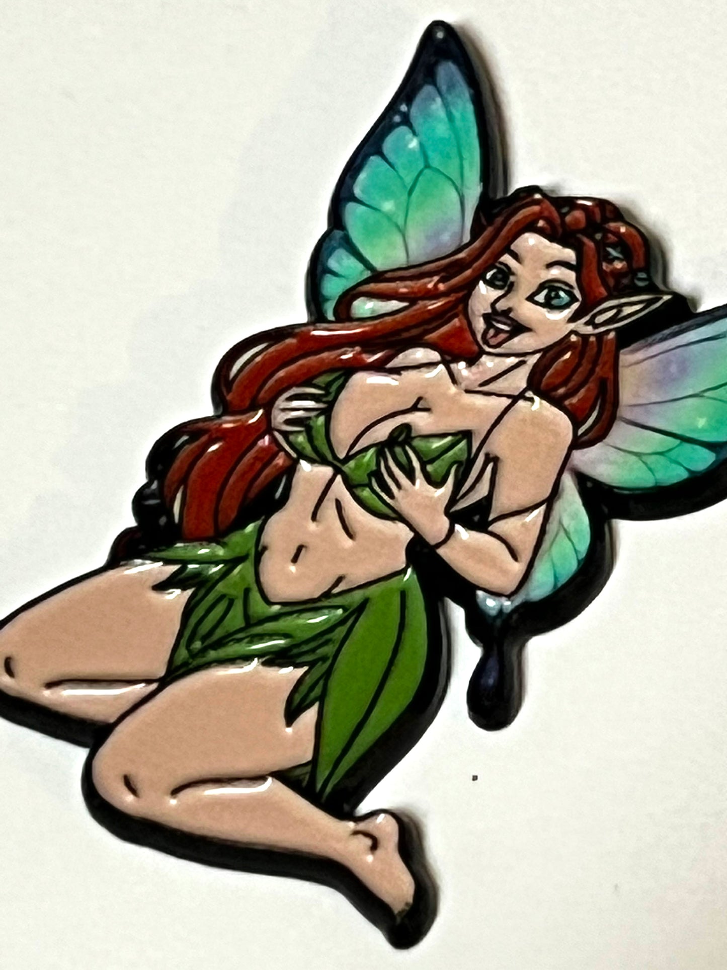 Buxom Redhead Pixie Fairy holding Boobs on knees Pin