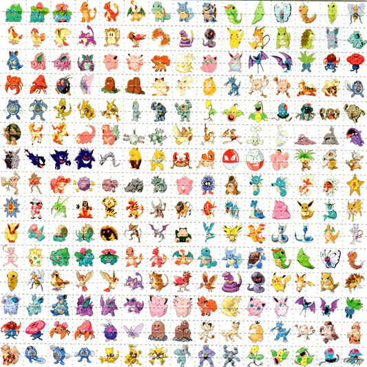 151 First Generation Pokemon Pocket Monsters  LSD blotter art print