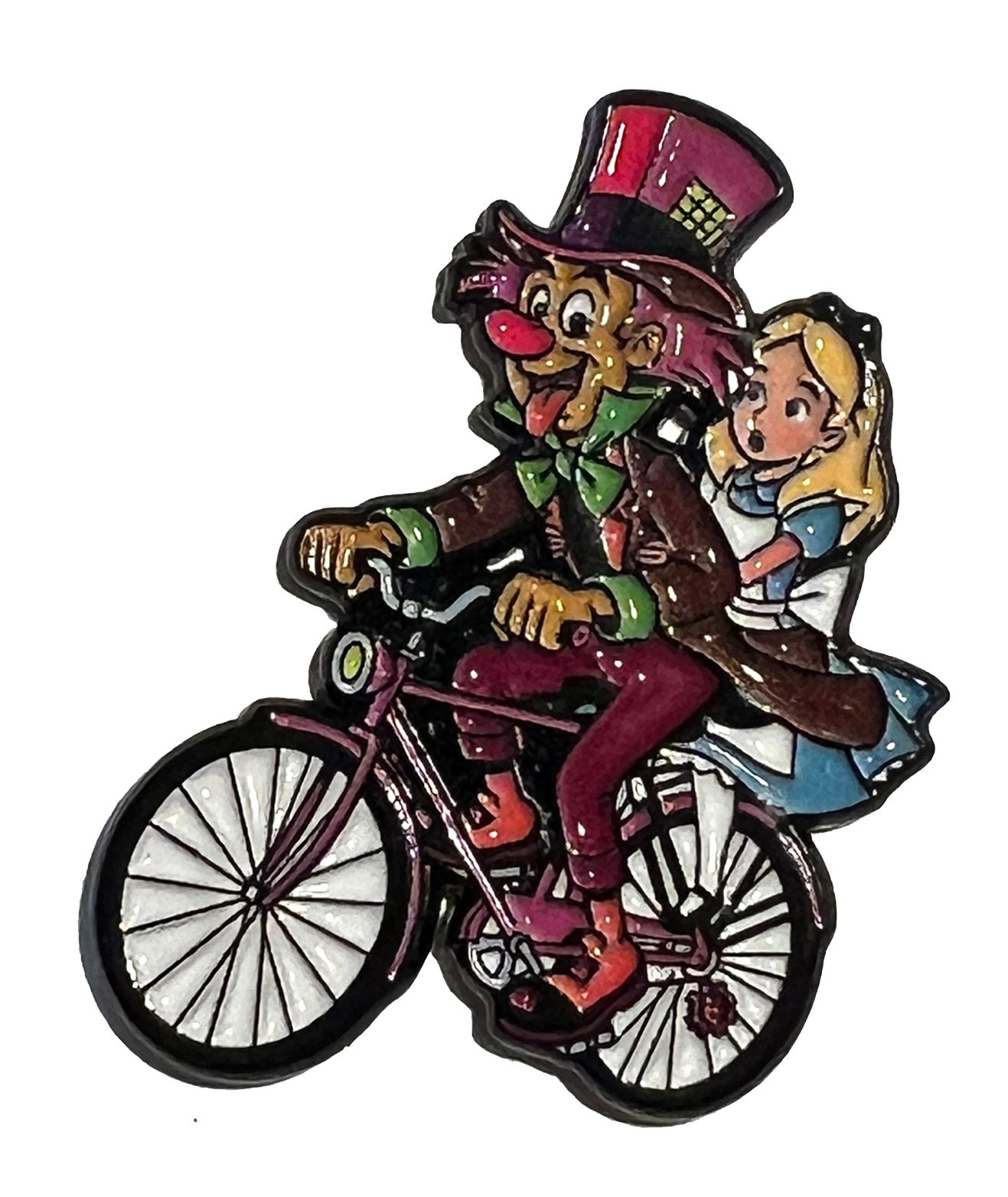 Mad Hatter Bike Ride tab on tongue w Alice Pin