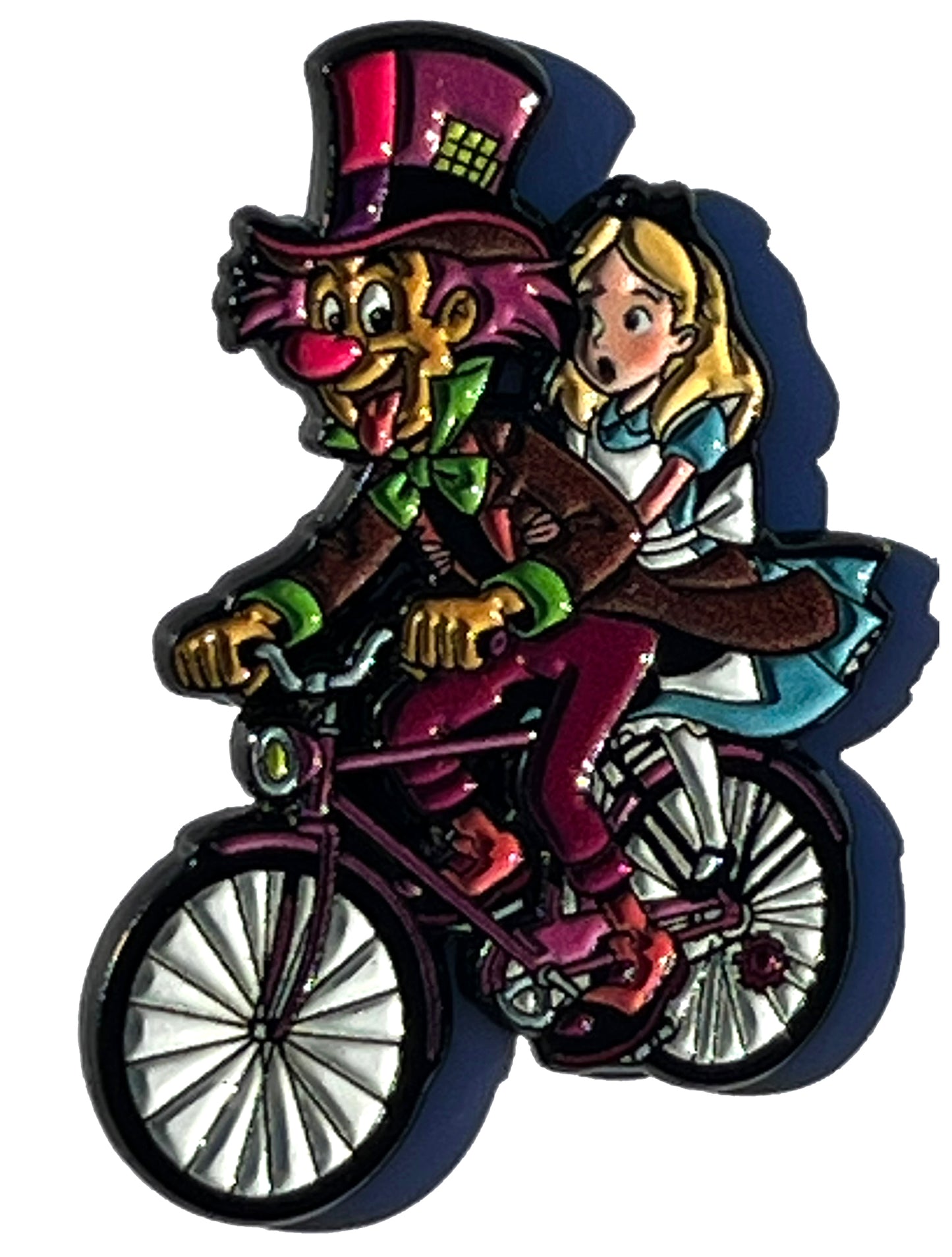 Mad Hatter Bike Ride tab on tongue w Alice Pin