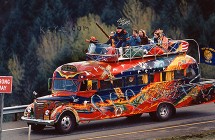 Ken and the Merry Pranksters Riding on Top of Furthur Bus